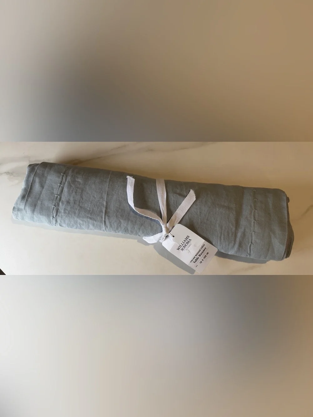 Willians Sonoma Italian Washed Linen Table Runner gray